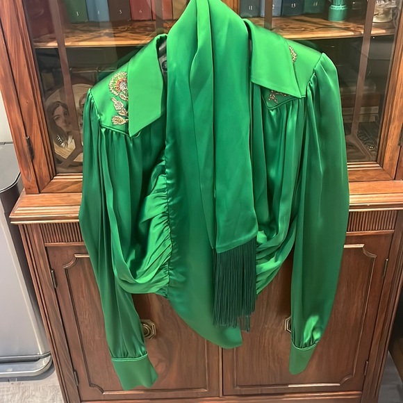 DUNDAS Fringe Satin Wrap - Picture 9 of 10